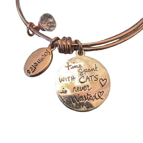 Footnotes | Rose Gold | Cat | Charm | Bangle | Bracelet - Picture 4 of 5